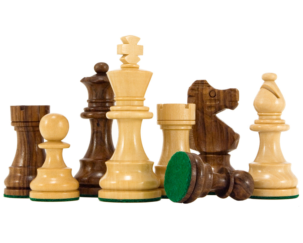 Pièces d'échecs en palissandre doré de la série French Knight, 3,25 pouces