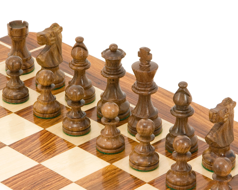 Pièces d'échecs en palissandre doré de la série French Knight, 3,25 pouces