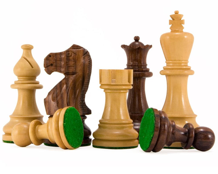 Atlantic Series Rosewood Staunton Chess Pieces 3.75 Inches - Hand Polished, Weighted, and Felted - Solid Rosewood Chess Pieces