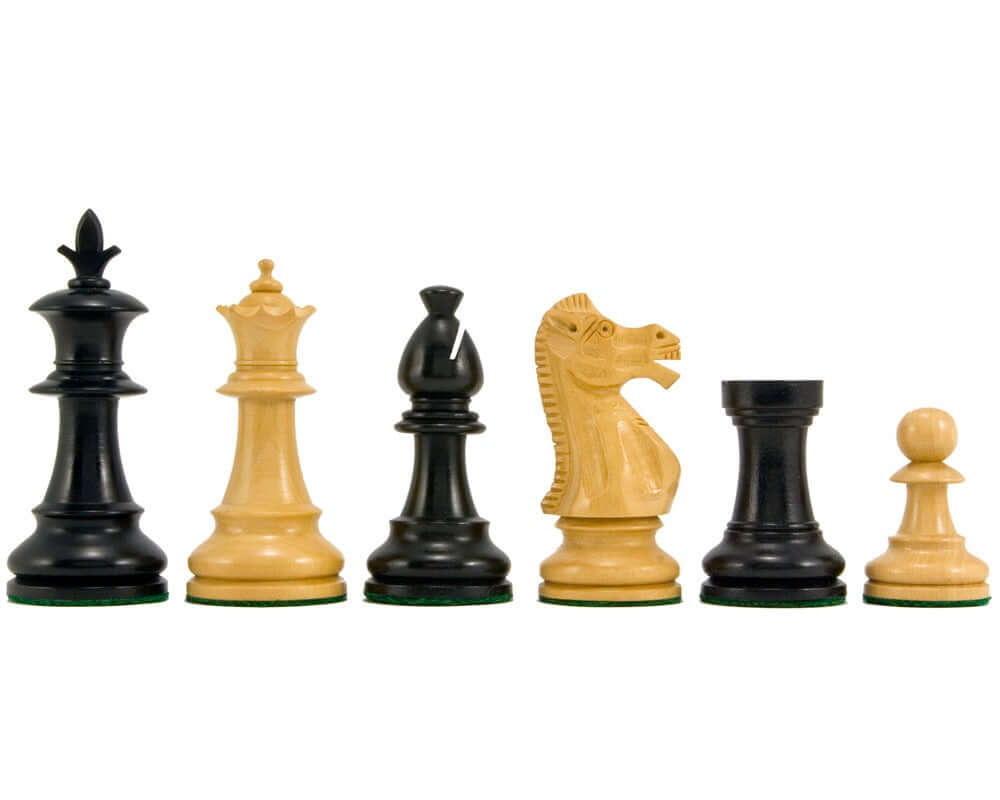 Flower Series Ebonised Staunton Chess Pieces - 3.25 Inches
