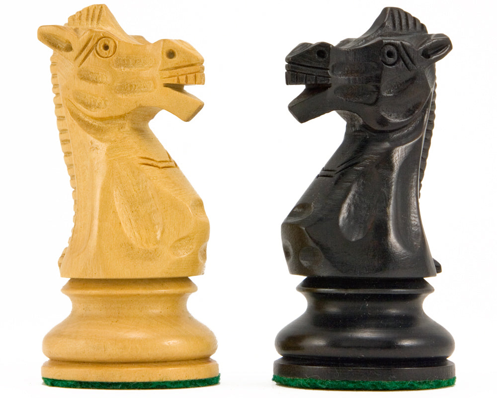 Pièces d'échecs Staunton ébènes de la série Flower, 3,25 pouces