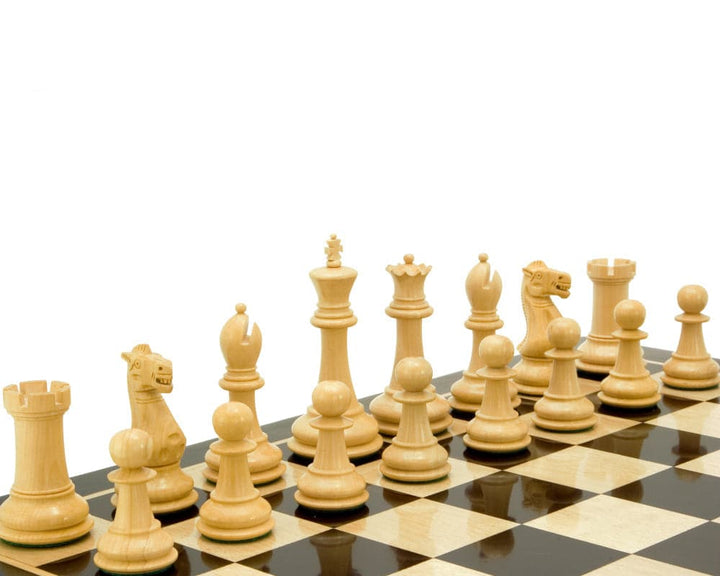 Victoria Series Ebonised Boxwood Chessmen 3.75 Inches on 20 Inch Board - Popular Weighted Felted Set