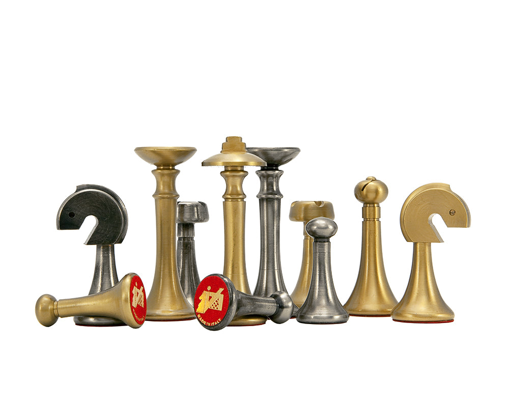 Pièces d'échecs en laiton et nickel de la série Metropolis de 2,75 pouces