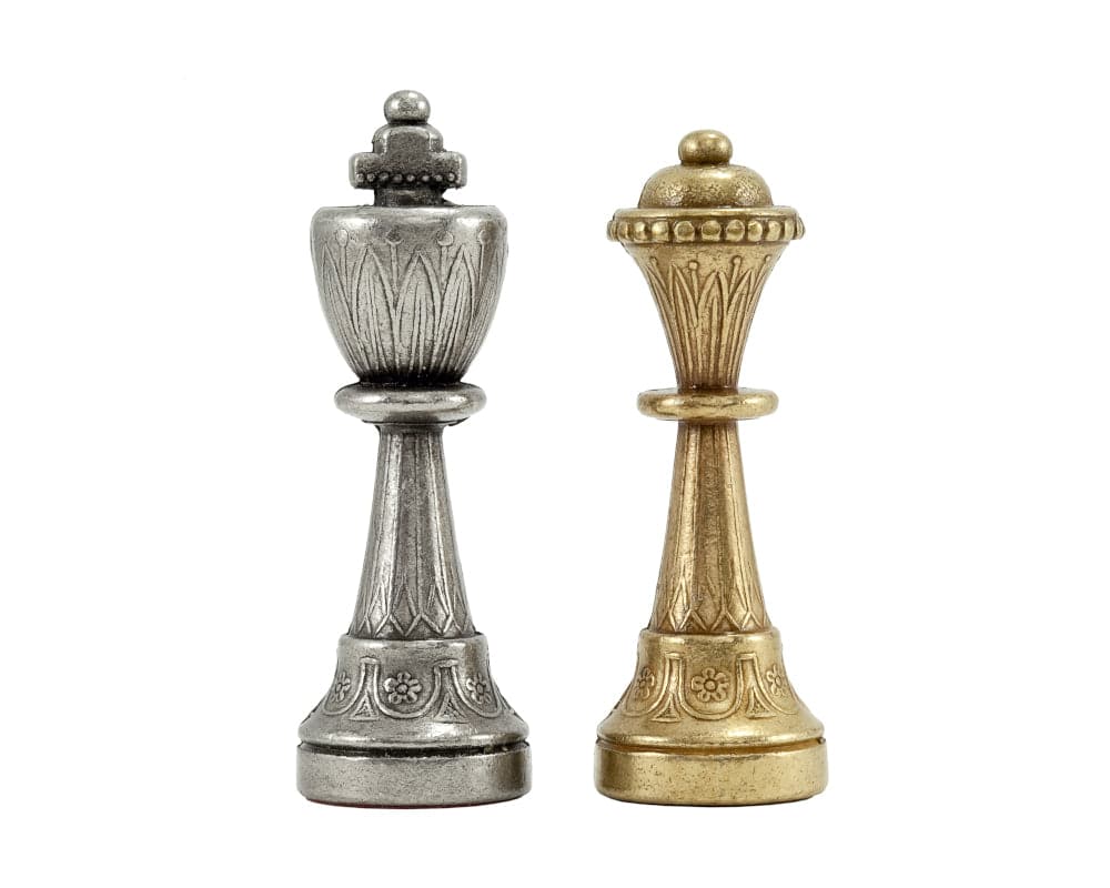 Finnesburg Series Brass and Nickel Chess Pieces, 3-inch King, Hand-Crafted Italian Design, Artisanal Staunton Chessmen