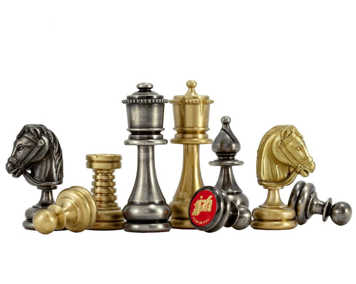 Verona Series 2.75 Inches Brass and Nickel Chess Pieces, Shakespearean Staunton design, beautifully crafted in Italy