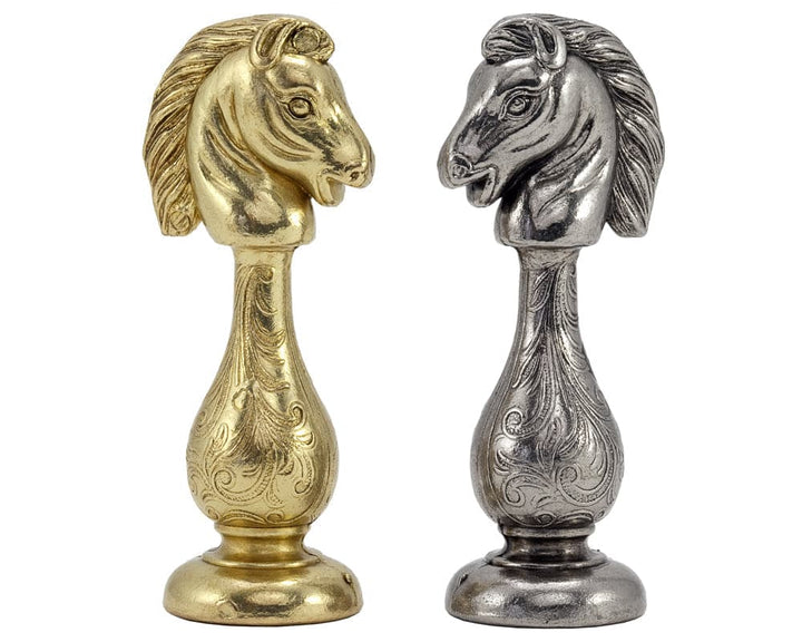 Maghreb Brass and Nickel 4-Inch Knight Chess Pieces with Filigree Detail