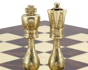 Pièces d'échecs Maghreb en laiton et nickel 4 pouces