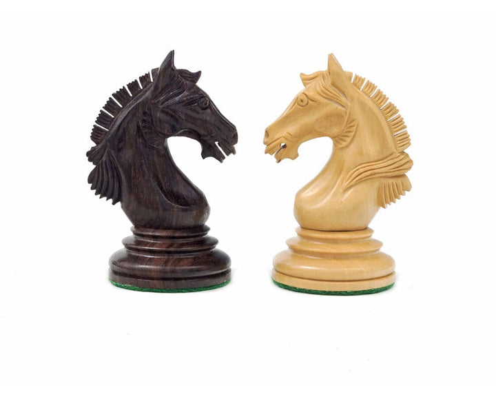 Hand-carved rosewood and maple knights from Luxury Staunton Garvi 4.25-inch Chessmen set