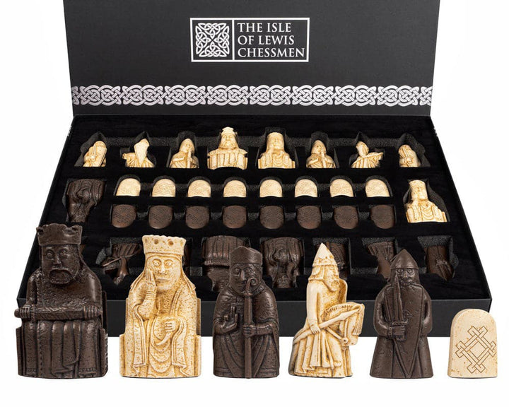 Official Lewis Chessmen Set with Extra Queens in Gift Packaging, Handcrafted in England, 3.25 inch King