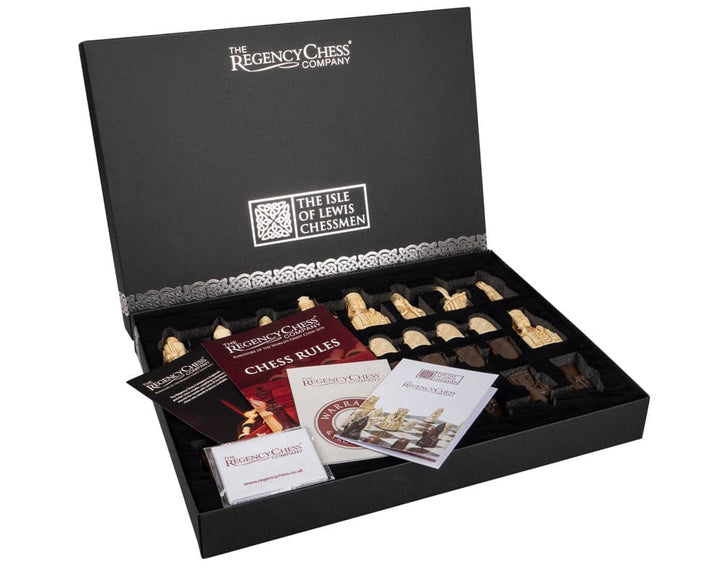 Regency Chess Official Lewis Chessmen Set with high-quality handcrafted pieces and superb gift packaging.