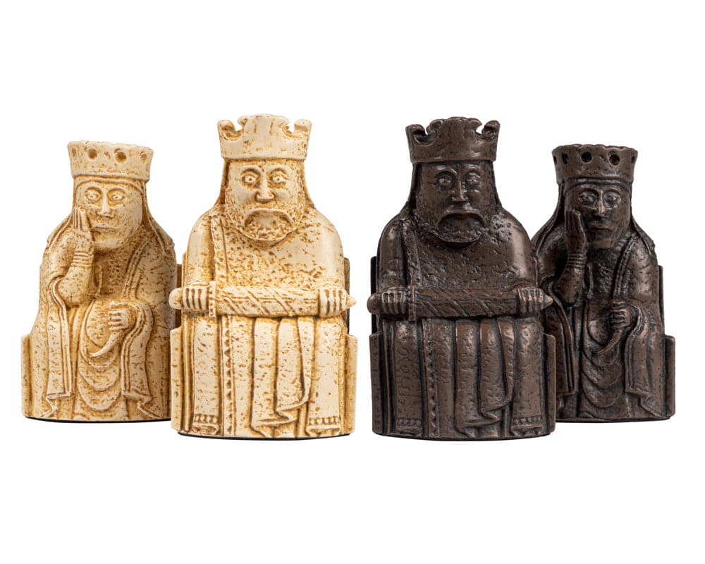 Official Lewis Chessmen Set kings and queens, superbly handcrafted in England, 3.25 inch king, presented in gift packaging