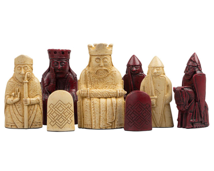 Isle of Lewis 3.25" red and ivory Chessmen Ltd Edition Set with two Queens, superb quality, crafted in England, 2020 debut