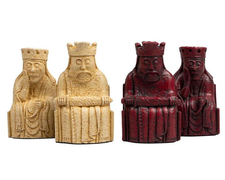 Isle of Lewis official red and ivory chessmen kings and queens set, superb quality, 3.25 inch king pieces, limited edition, 2020 debut