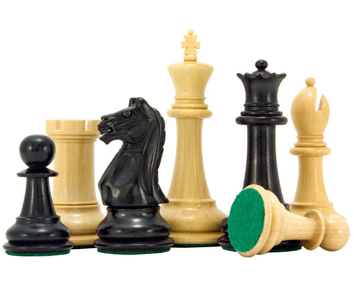 Oxford Series black and wenge chess set with handcrafted Staunton chessmen, 3.75 inch king, and green felt bases for perfect balance