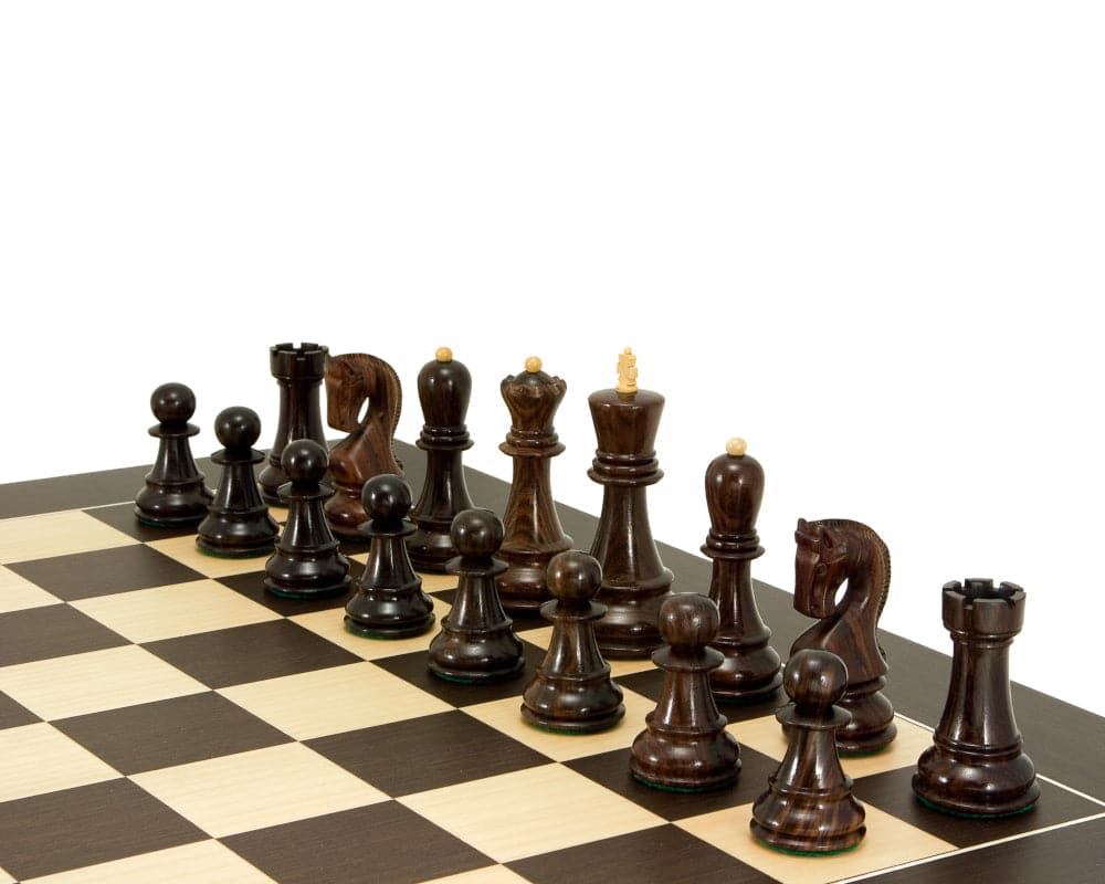 Antipodean Deluxe Tournament Chess Set with Staunton chessmen on a high-quality wenge and maple board