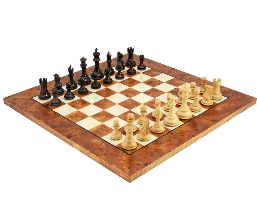 Sicilian Rosewood and Briarwood Luxury Chess Set on Handmade Italian Board