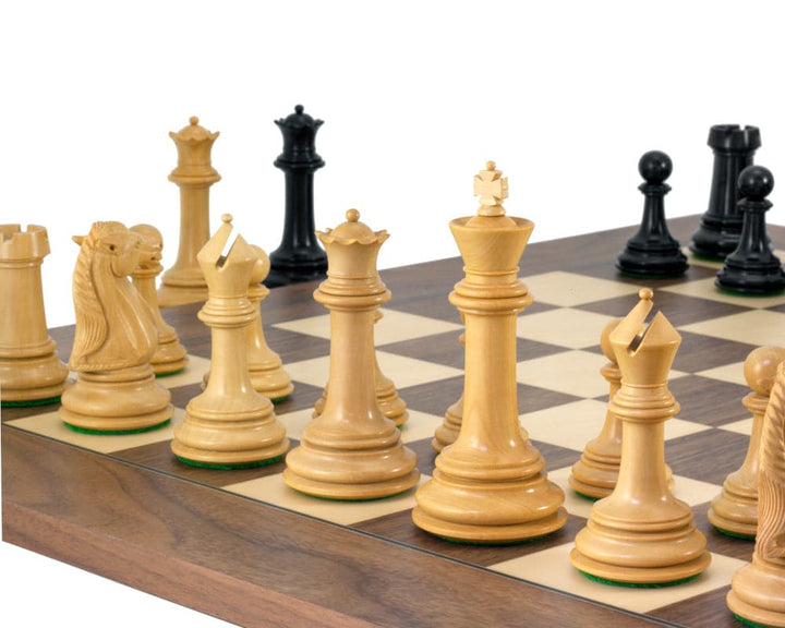 Parthenon Grand Ebony and Walnut Chess Set with Staunton Design, 4.5 inch King, on Luxury 24 inch Board Crafted in Spain