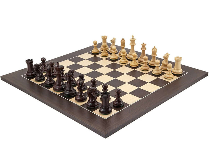 Sandringham Rosewood and Wenge Luxury Chess Set with Staunton design pieces on 23.6 inch deluxe board.