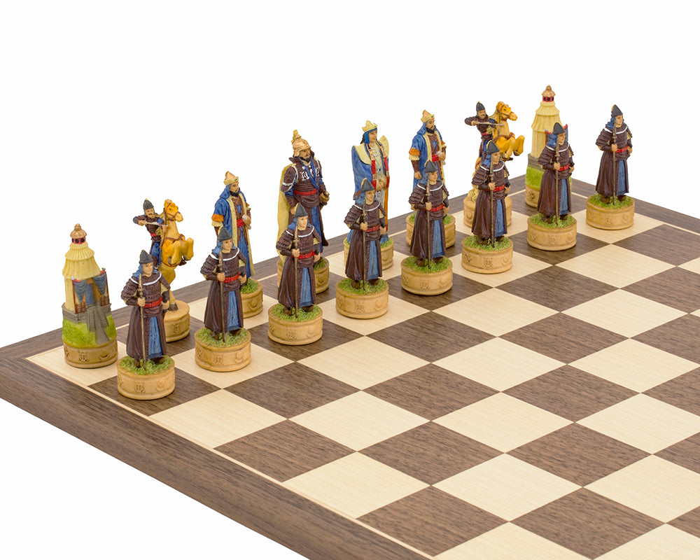Les Russes contre les Mongols Jeu d’échecs peint à la main
