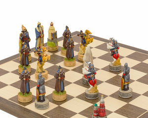 Les Russes contre les Mongols Jeu d’échecs peint à la main