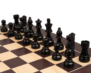 Le jeu d'échecs French Knight noir et wengé