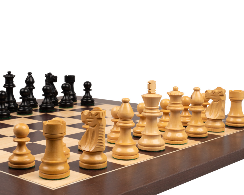 Le jeu d'échecs French Knight noir et wengé