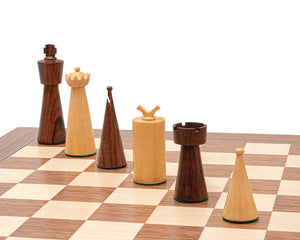 The Art Deco Sheesham and Walnut Chess Set