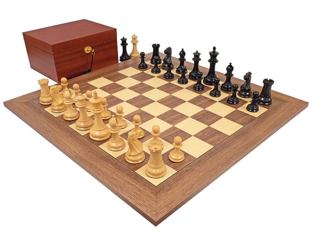 1851 Reproduction Ebony and Walnut Luxury Staunton Chess Set