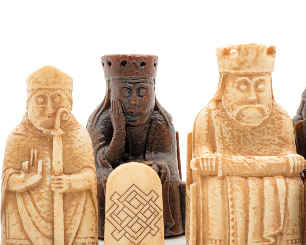 Isle of Lewis Chess Men - Intricately Designed Chess Pieces in Crushed Stone Resin