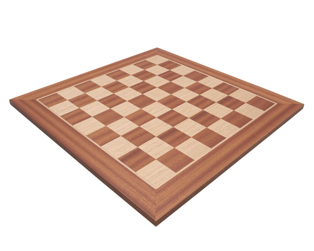 20 Inch Manopoulos Mahogany and Birch Veneer Chess Board with 2 Inch Squares