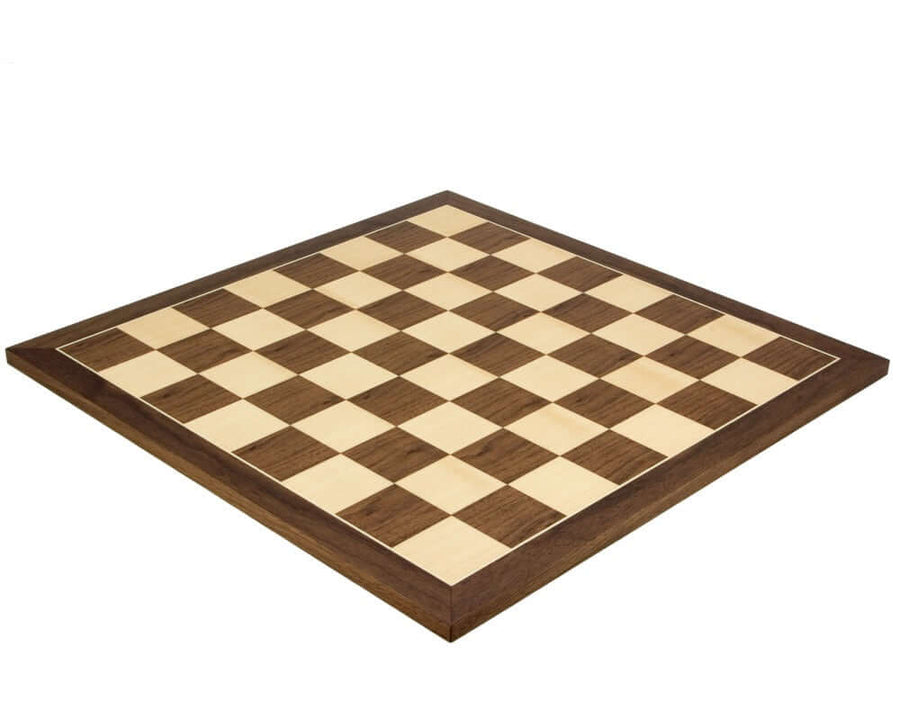 21.7 Inch Walnut and Maple Chess Board with 2.3 Inch Squares, Crafted in Spain, Ideal for Kings of 3.75 to 4.25 Inches