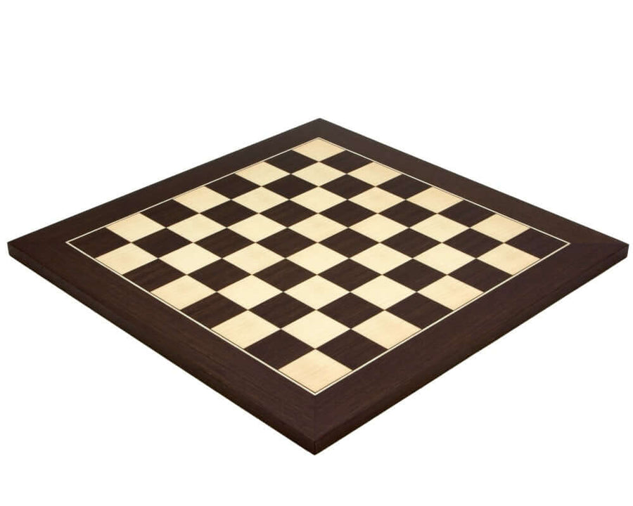 15.75 Inch Wenge and Maple deluxe chess board with 1.58 inch squares crafted in Spain by Rechapados Ferrer, featuring high-quality contemporary design.