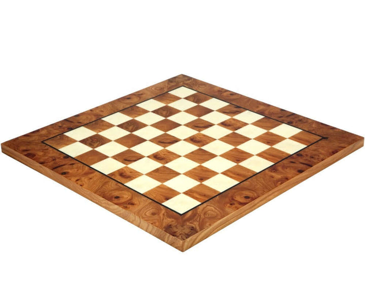 16.75 inch Italian handcrafted chess board made of premium briarwood and elmwood with 1.55 inch playing squares.