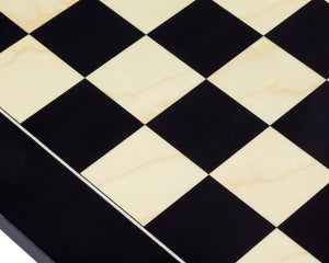 19.7 Inch Lacquered Black Anegre and Maple Deluxe Chess Board