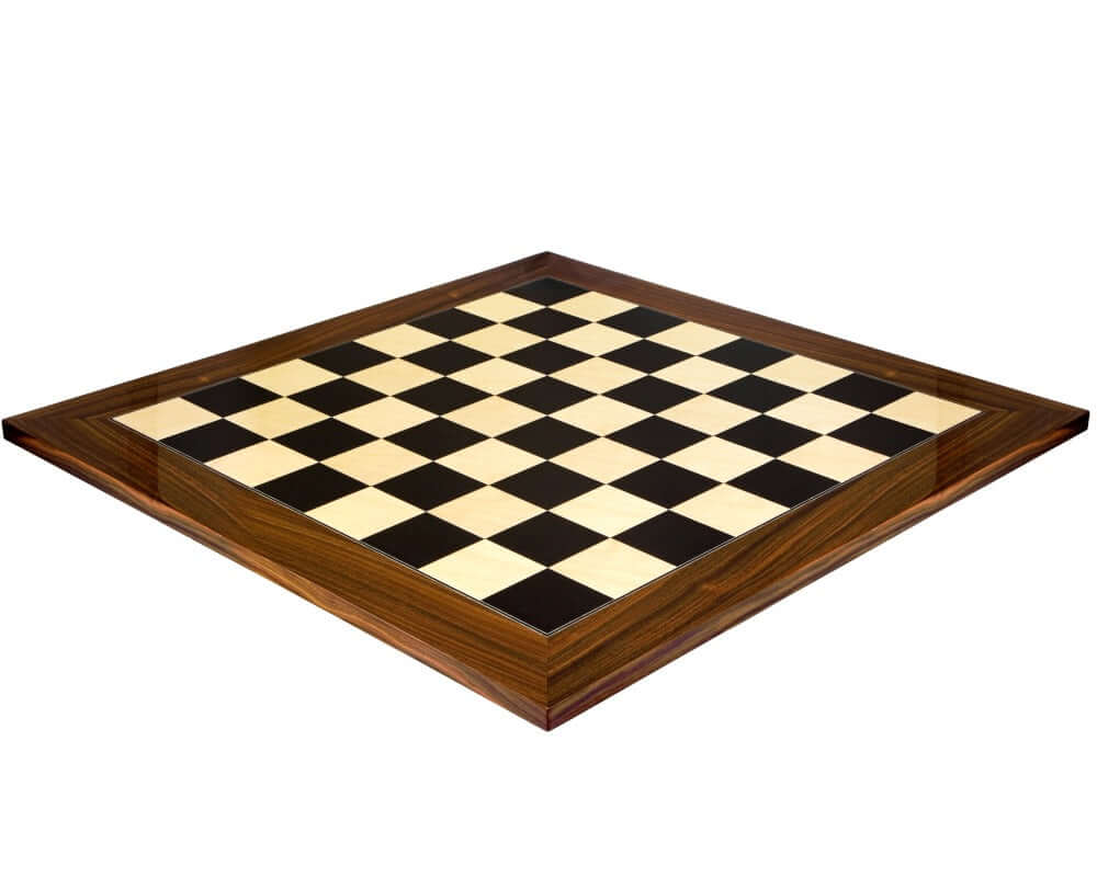 23.6 inch deluxe chess board in black anegre and palisander with glossy finish and 2.36 inch squares, ideal for kings of 4 to 4.5 inch height