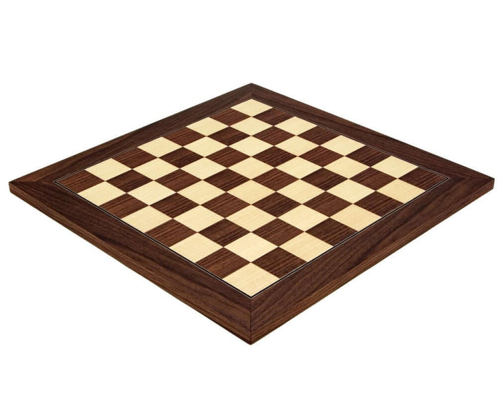 17.75 inch Montgoy Palisander and Maple deluxe chess board with 1.75 inch squares, crafted in Spain by Rechapados Ferrer.