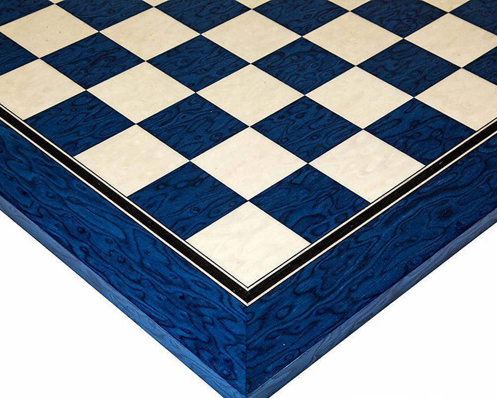19.7 Inch Lacquered Blue Erable and Maple Deluxe Chess Board